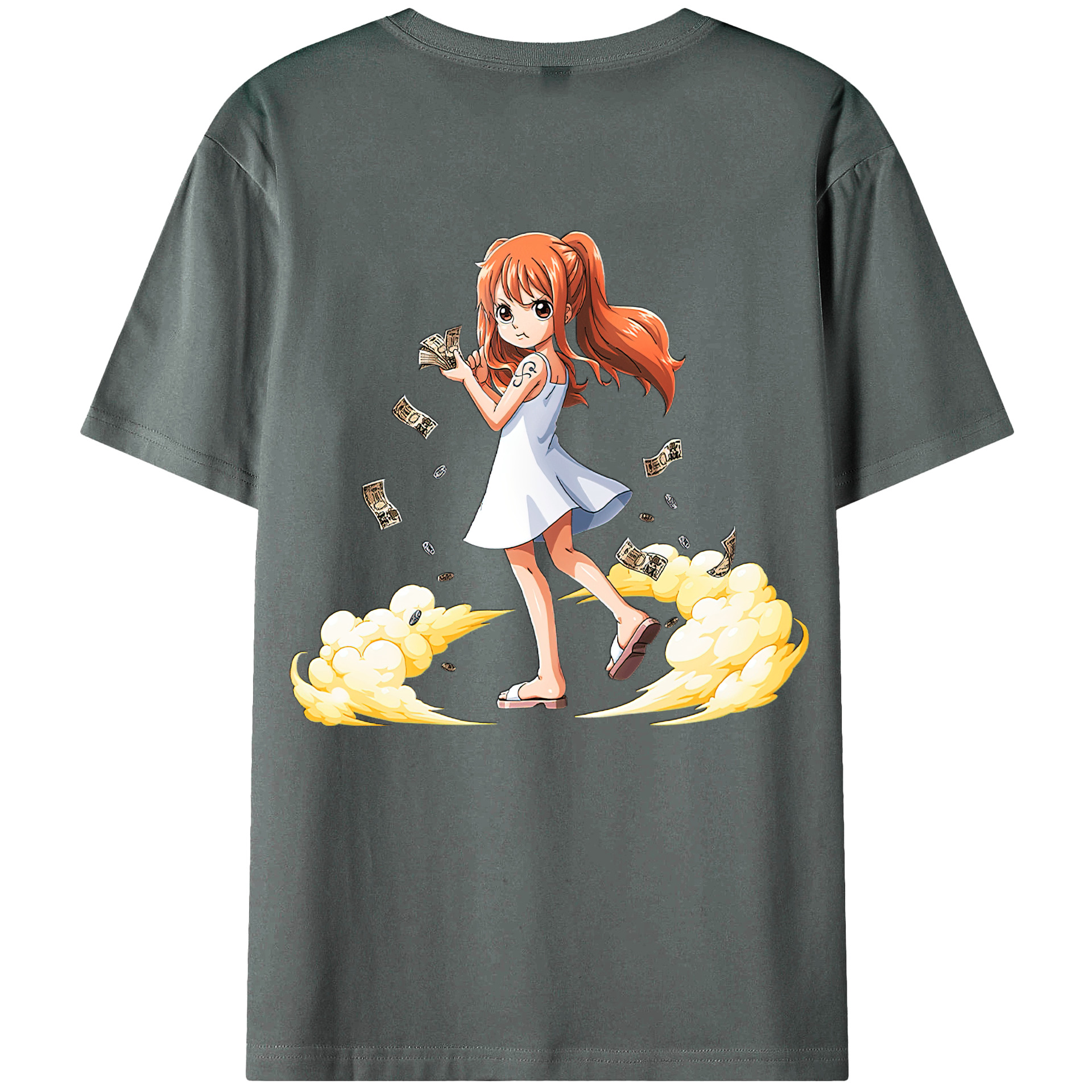 （画像用） ワンピース ナミ ONE PIECE Nami 綿100％ メンズ半袖Tシャツ（バックプリント） 通気性